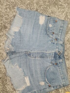 Levi's 501 Light Blue Distressed Frayed Denim  Shorts Size 27